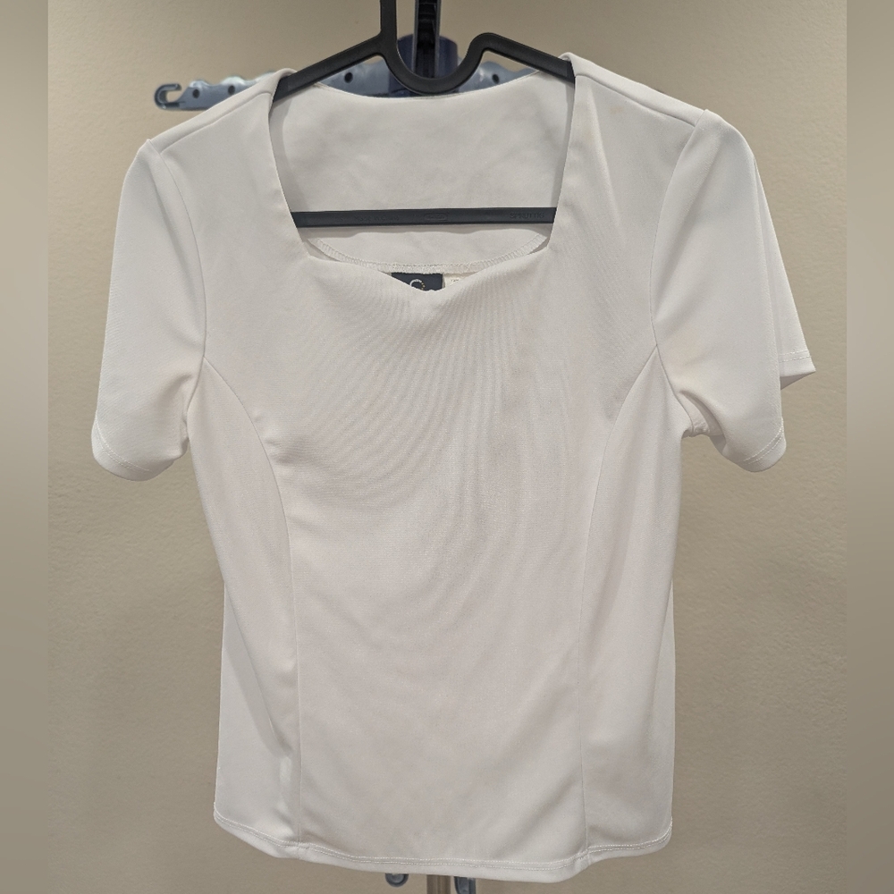Cousins Concert Attire Sweetheart Neck Short Sleeve Blouse Youth Large White